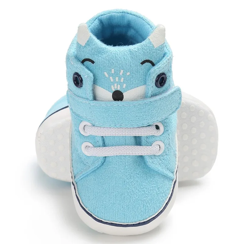 Baby Autumn Shoes Kid Boy Girl Fox Head Lace Cotton Cloth First Walker Anti-Slip Soft Sole Toddler Sneaker