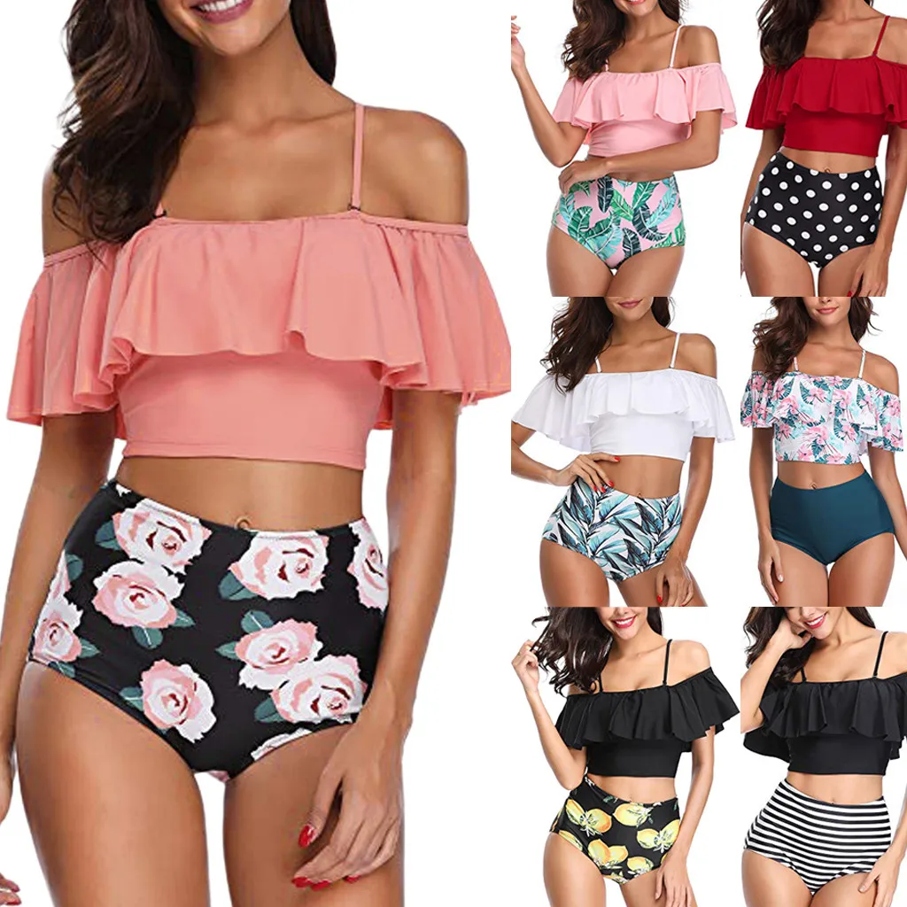 Bikini 2019 Sexy Women Two Pieces Bathing Suits Top Ruffled With High Waisted Bottom Bikini Set Swimwear Female Brazilian Bikini
Bikini 2019 Sexy Women Two Pieces Bathing Suits Top Ruffled With High Waisted Bottom Bikini Set Swimwear Female Brazilian Bikini