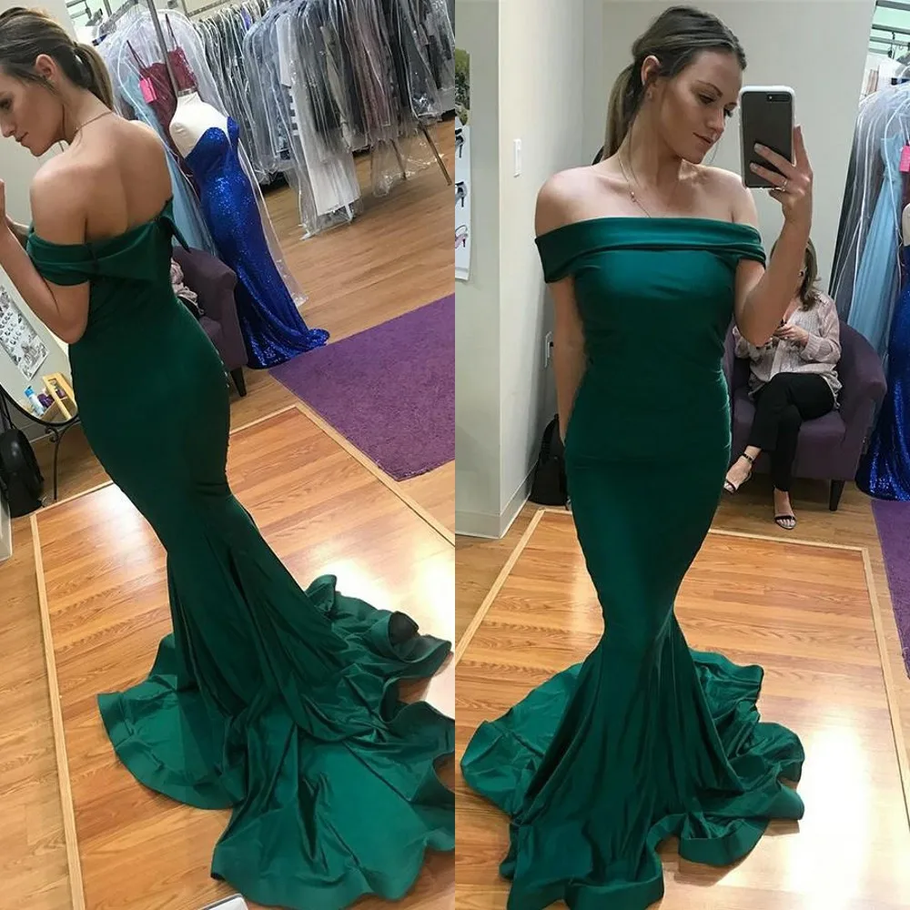 Elegant Dark Green Mermaid Evening Dress Boat Neck Off The Shoulder Elastic Satin Long Prom Gowns 2019 Cheap Women Party Dresses
Elegant Dark Green Mermaid Evening Dress Boat Neck Off The Shoulder Elastic Satin Long Prom Gowns 2019 Cheap Women Party Dresses