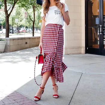 Check Midi Skirt Women Red White Plaid Empire Long Skirts Ruffled Female Skirt High Waist Cotton Club 2020
Check Midi Skirt Women Red White Plaid Empire Long Skirts Ruffled Female Skirt High Waist Cotton Club 2020
