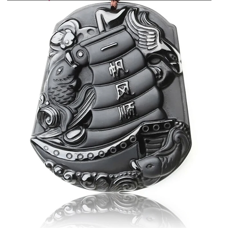Natural Obsidian Pure Hand Carved Smooth Sailing Pendant Necklace Fashion Women Men's Amulet Lucky Jewelry Pendants+Free Beads
Natural Obsidian Pure Hand Carved Smooth Sailing Pendant Necklace Fashion Women Men's Amulet Lucky Jewelry Pendants+Free Beads