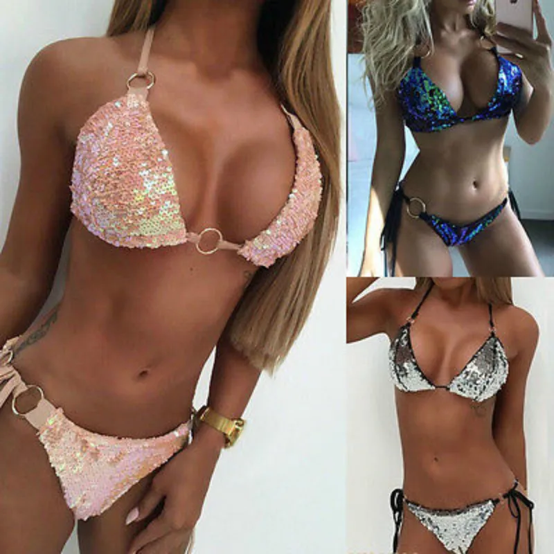 Sexy Lady's Sequins Push-up Padded Bra Bandage Bikini Set Triangle Swimsuit Swimwear Bathing Suit Beachwear Tankini Monokini
Sexy Lady's Sequins Push-up Padded Bra Bandage Bikini Set Triangle Swimsuit Swimwear Bathing Suit Beachwear Tankini Monokini