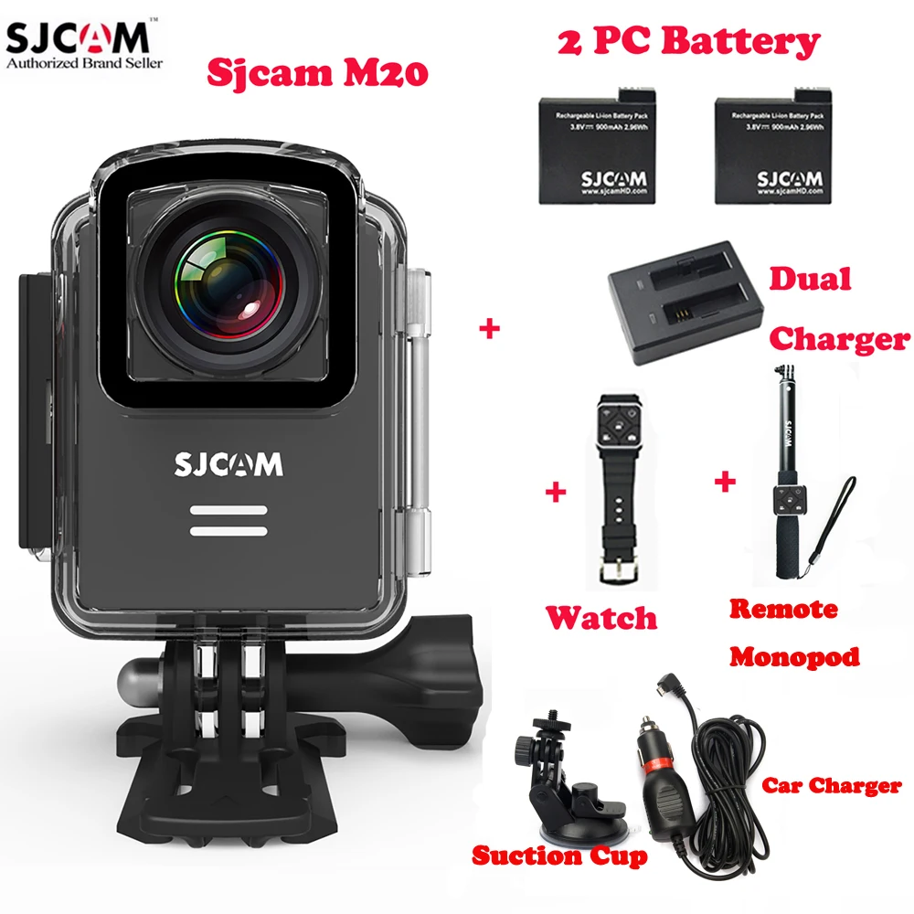 SJCAM M20 Wifi 30M Waterproof Sports Camera Sj Cam DVR+2Battery+Dual Charger+Remote Watch+Remote Monopod+Car Charger+Suction Cup
SJCAM M20 Wifi 30M Waterproof Sports Camera Sj Cam DVR+2Battery+Dual Charger+Remote Watch+Remote Monopod+Car Charger+Suction Cup