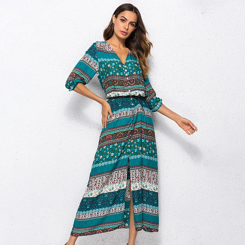 2019 new Bohemian printing long dress women maxi long dress floral print retro hippie vestidos chic brand clothing boho dress
2019 new Bohemian printing long dress women maxi long dress floral print retro hippie vestidos chic brand clothing boho dress