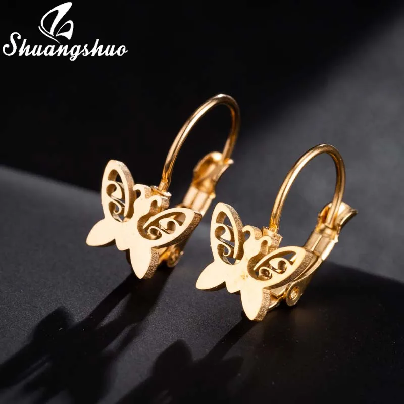Shuangshuo Gold Stainless Steel Butterfly Earrings for Women Girls Romantic Animal Stud Earings Kids Punk Jewelry Pendientes
Shuangshuo Gold Stainless Steel Butterfly Earrings for Women Girls Romantic Animal Stud Earings Kids Punk Jewelry Pendientes