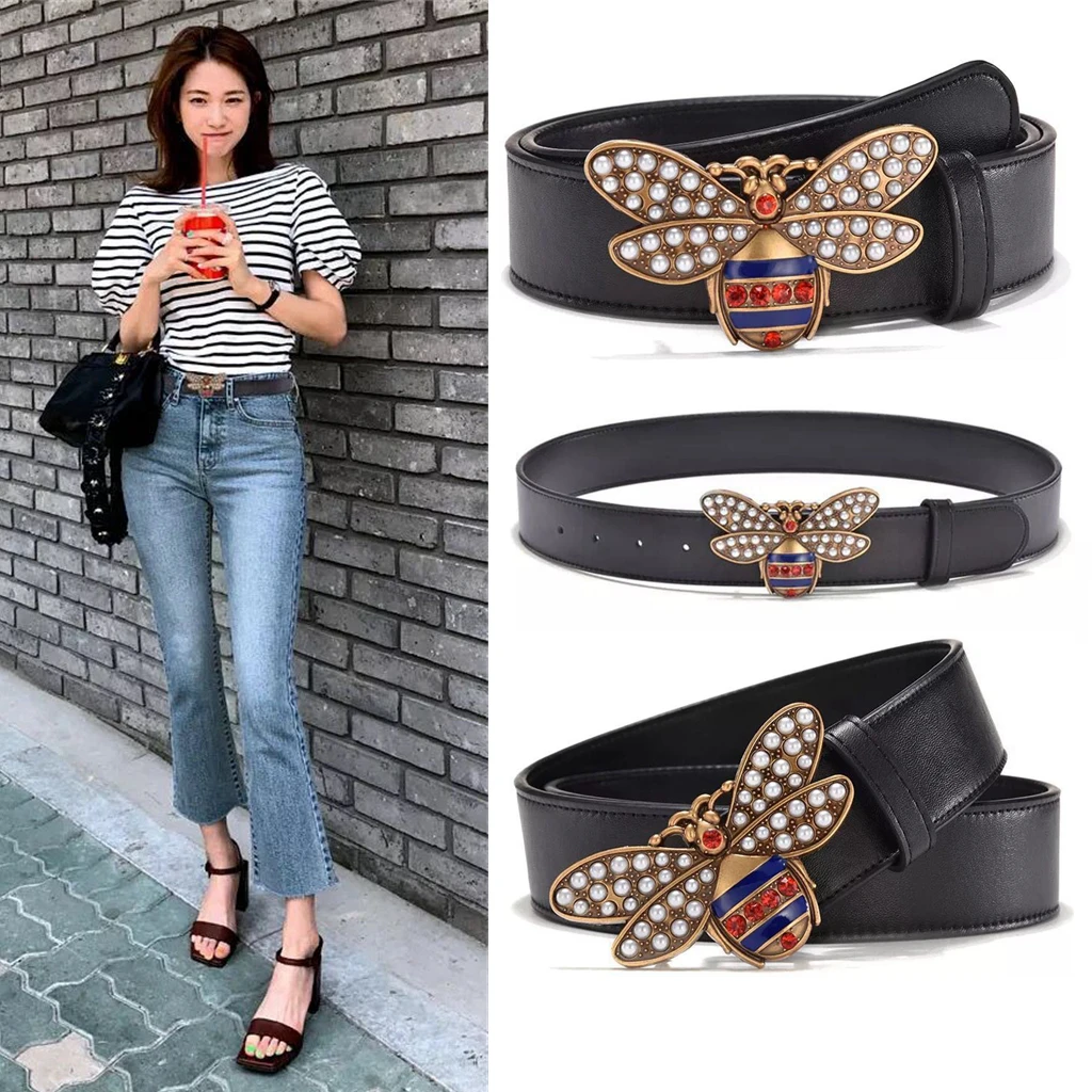 2019 New Brand Pearls Diamonds Bee Buckle Belts Women Fashion Real Leather Belt Luxury Belt Y270
2019 New Brand Pearls Diamonds Bee Buckle Belts Women Fashion Real Leather Belt Luxury Belt Y270