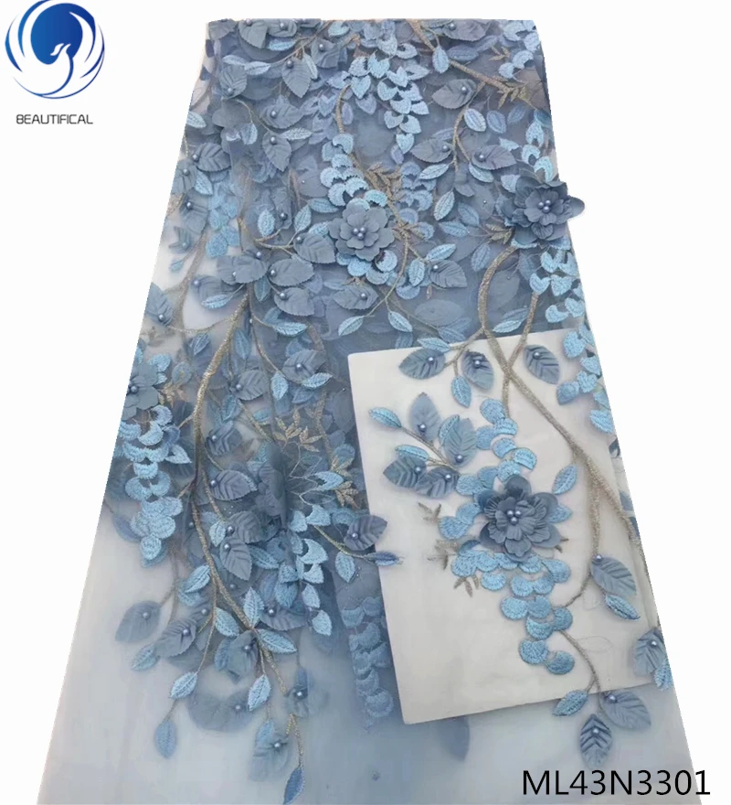 BEAUTIFICAL embroidery lace fabric sky blue 3d flower lace fabric wedding lace fabric with beads for dress ML43N33
BEAUTIFICAL embroidery lace fabric sky blue 3d flower lace fabric wedding lace fabric with beads for dress ML43N33