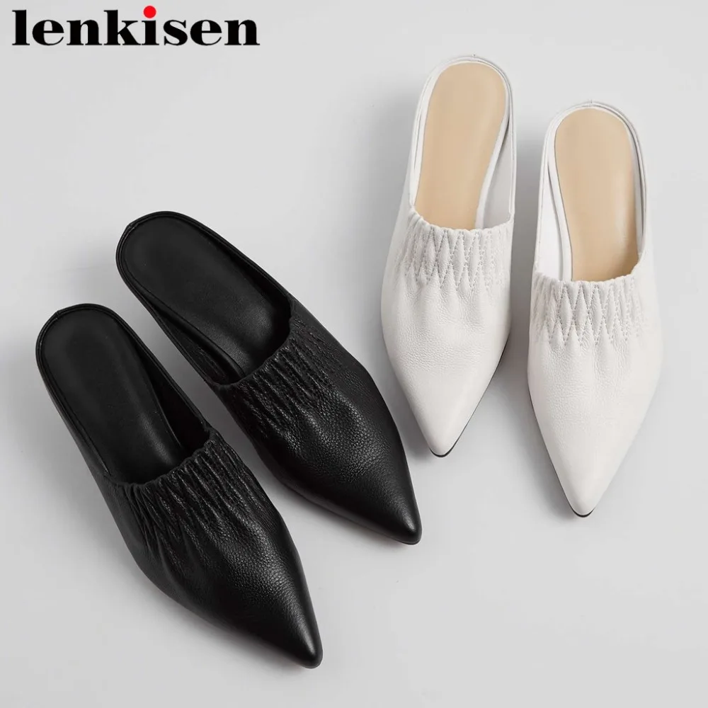 Lenkisen brand genuine leather slip on mules elegant lady dress vocation pumps pointed toe low heels daily wear oxford shoes L18
Lenkisen brand genuine leather slip on mules elegant lady dress vocation pumps pointed toe low heels daily wear oxford shoes L18