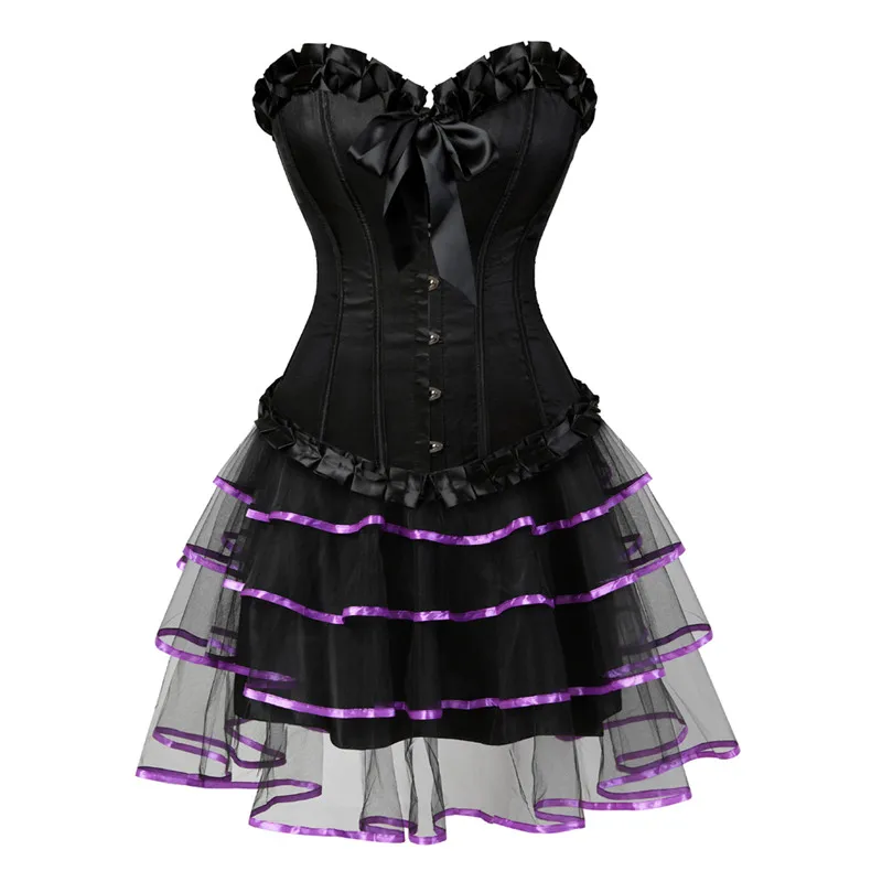 Sexy Burlesque Corsets for Women Lingerie Dancing Dress Black Steampunk Bustier Corset with Mini skirt Gothic Corset Dress S-6XL 
Sexy Burlesque Corsets for Women Lingerie Dancing Dress Black Steampunk Bustier Corset with Mini skirt Gothic Corset Dress S-6XL