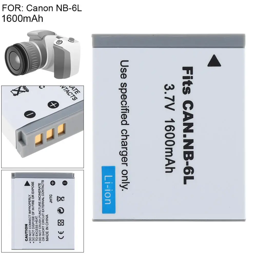 NB-6L 3.7V 1600mAh Li-ion Lithium Rechargeable Camera Battery for Canon PowerShot S90 SD770 D10
NB-6L 3.7V 1600mAh Li-ion Lithium Rechargeable Camera Battery for Canon PowerShot S90 SD770 D10