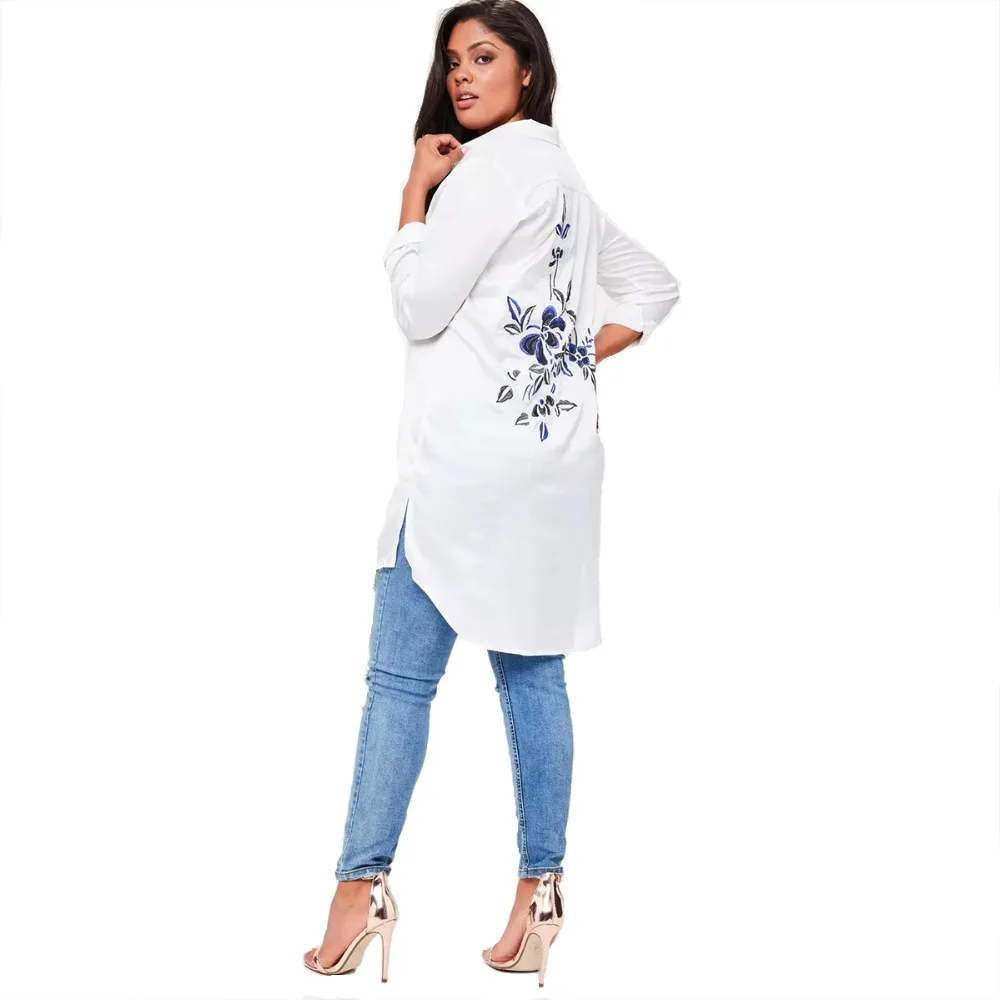 Plus Size Back Floral Embroidery Long Shirt Women Long Sleeve Female Clothing Casual Lady Big Size Tops White Blouse 6XL 7XL
Plus Size Back Floral Embroidery Long Shirt Women Long Sleeve Female Clothing Casual Lady Big Size Tops White Blouse 6XL 7XL