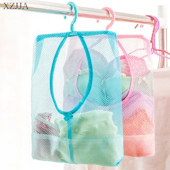 

XZJJA Hanging Storage Bag Bathroom Soap Towel Debris Draining Mesh bag Organizer Balcony Socks Underwear Drying Clothes Basket