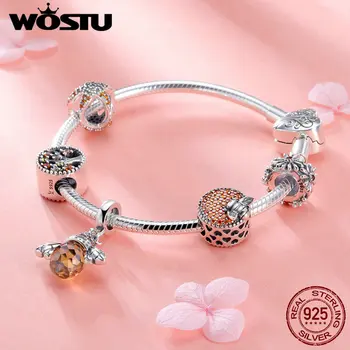 WOSTU Original Real 925 Sterling Silver Bee & Daisy Yellow Style Charm Bracelet For Women S925 Silver Bead Jewelry Gift FIB805
WOSTU Original Real 925 Sterling Silver Bee & Daisy Yellow Style Charm Bracelet For Women S925 Silver Bead Jewelry Gift FIB805