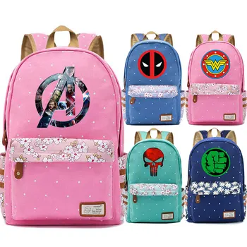 Deadpool Superman Hulk Wonder Woman Flowers Dot Girl School bag Women Bagpack Teenagers Schoolbags Canvas Lady Femme Backpack
Deadpool Superman Hulk Wonder Woman Flowers Dot Girl School bag Women Bagpack Teenagers Schoolbags Canvas Lady Femme Backpack