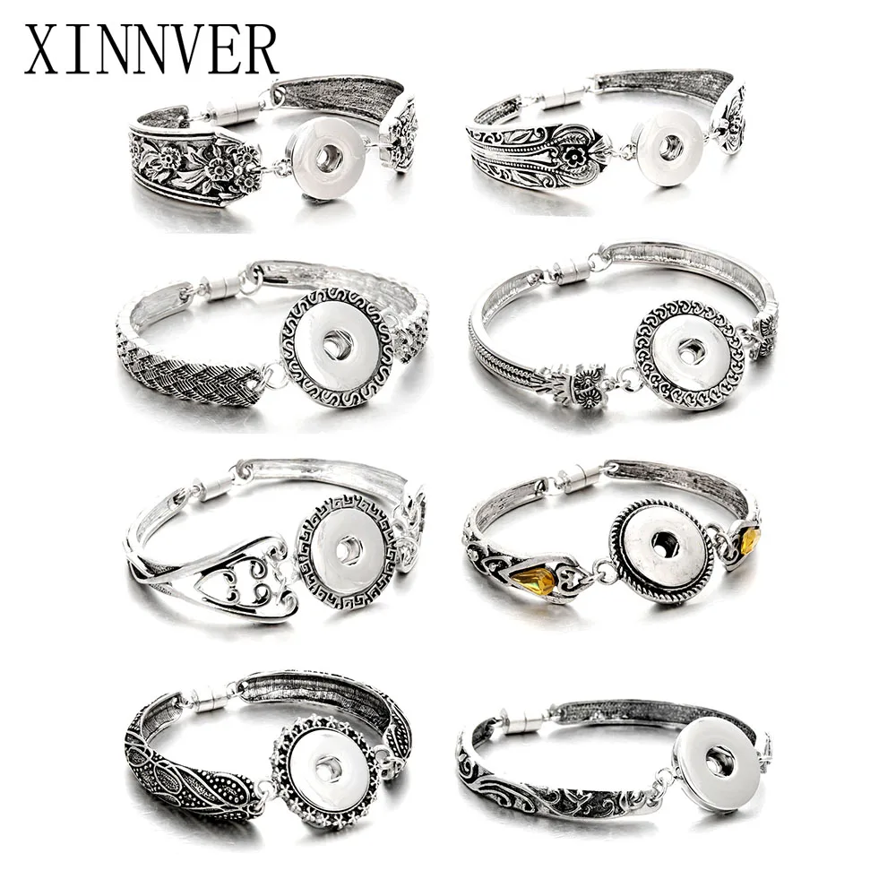 Hot Sale Snap Jewelry Silver 18mm Snap Buttons Bracelet Flowers Carved Vintage Magnetic Snap Bracelets for Women Men
Hot Sale Snap Jewelry Silver 18mm Snap Buttons Bracelet Flowers Carved Vintage Magnetic Snap Bracelets for Women Men