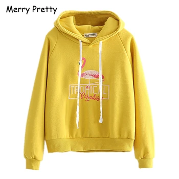 Women Flamingo Embroidery Hooded Sweatshirts 2018 Winter Long Sleeve Drawstring Pullovers Female Plus Velvet Thick Hoodides
Women Flamingo Embroidery Hooded Sweatshirts 2018 Winter Long Sleeve Drawstring Pullovers Female Plus Velvet Thick Hoodides