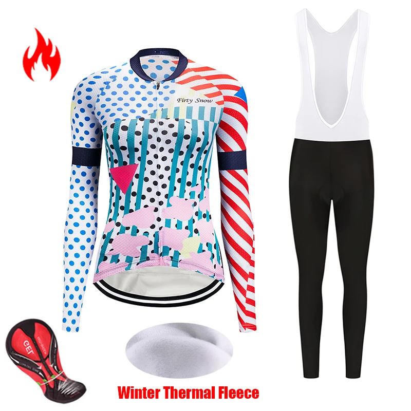 Female Winter thermal fleece cycling jersey set women's bike clothes kit outfit bib pro bicycle clothing uniform triathlon suit
Female Winter thermal fleece cycling jersey set women's bike clothes kit outfit bib pro bicycle clothing uniform triathlon suit