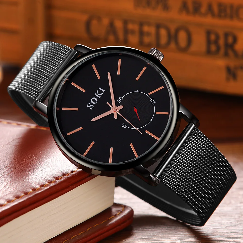 New watch high-end fashion quartz men's net belt watch Trendy simple strip stainless steel quartz watch Explosion models General
New watch high-end fashion quartz men's net belt watch Trendy simple strip stainless steel quartz watch Explosion models General
