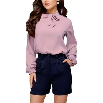 Women Tops And Blouse Autumn Shirts Female Elegant Office Lady Lace Up Bow Stand Collar Long Sleeve Solid
Women Tops And Blouse Autumn Shirts Female Elegant Office Lady Lace Up Bow Stand Collar Long Sleeve Solid