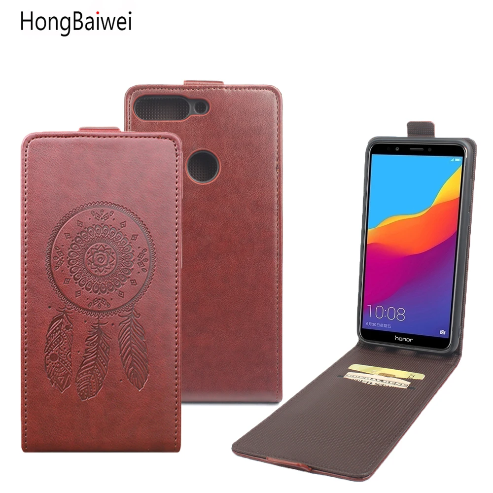 HongBaiwei флип чехол для Huawei Honor 7C модный рельефный кожаный Nova 2 Lite вертикальная