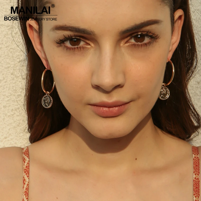 MANILAI Vintage Gold Color Coin Dangle Earrings Women Bohemia Circle Metal Copper Statement Earrings 2018 Fashion Jewelry Girls
MANILAI Vintage Gold Color Coin Dangle Earrings Women Bohemia Circle Metal Copper Statement Earrings 2018 Fashion Jewelry Girls