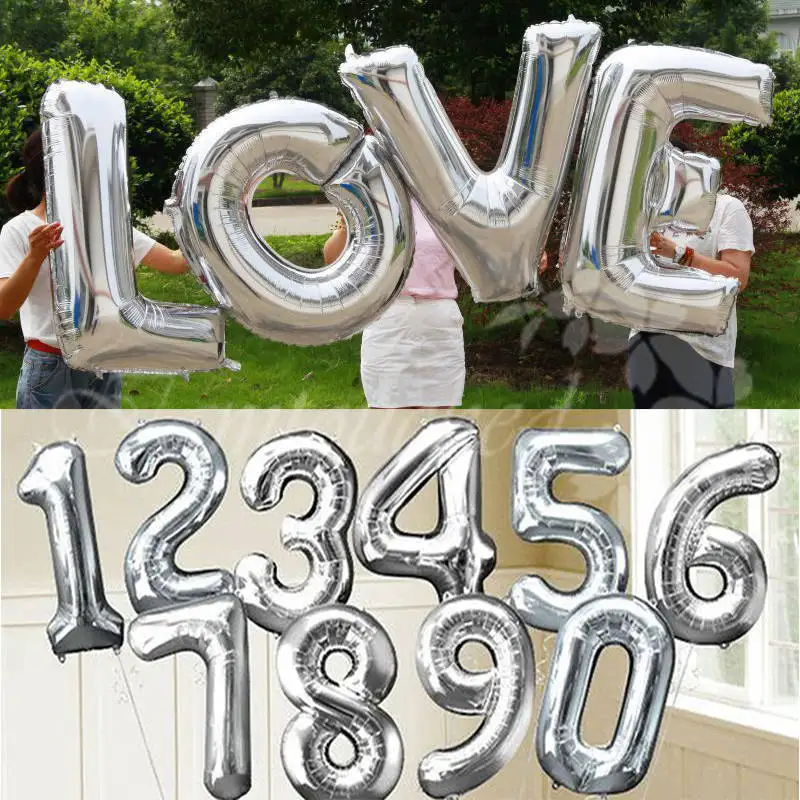 DIY 40 inch Large Silver/Gold Foil Letter And Number Balloons For Wedding Birthday Party Decoration
DIY 40 inch Large Silver/Gold Foil Letter And Number Balloons For Wedding Birthday Party Decoration