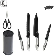 Black Blade Kitchen Knife 6 Piece Set MU Brand 8" 8" 5" 3.5" Stainless Steel Knife And 8" Acrylic + PP Knife Holder + Sicssor
Black Blade Kitchen Knife 6 Piece Set MU Brand 8" 8" 5" 3.5" Stainless Steel Knife And 8" Acrylic + PP Knife Holder + Sicssor