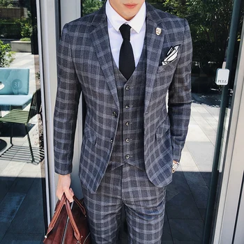 Mens Plaid Suits Business Terno Masculino Slim Fit Wedding Traje Hombre Mens Suits Designers 2018 Formal Smoking Para Hombre
Mens Plaid Suits Business Terno Masculino Slim Fit Wedding Traje Hombre Mens Suits Designers 2018 Formal Smoking Para Hombre