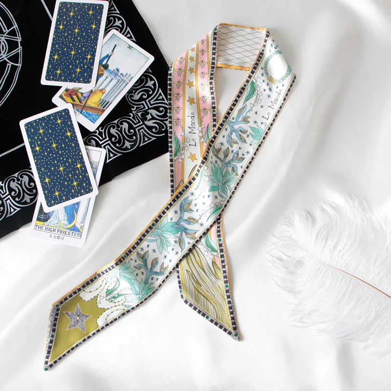 Фото 2018 Новинка Лидер продаж шарф Созвездие печати Для женщин шелковый маленькая