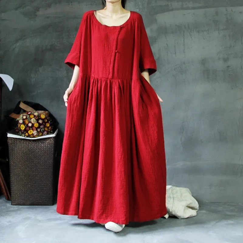 Casual Vintage Dress For Kindly Lady With High Quality For Summer plus size cotton linen dress ,brand loose casual maxi dress
Casual Vintage Dress For Kindly Lady With High Quality For Summer plus size cotton linen dress ,brand loose casual maxi dress