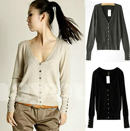 2015 New Women's cardigan slim waist elastic V-neck long-sleeved tight mouth shell button knit cardigan. q0987
2015 New Women's cardigan slim waist elastic V-neck long-sleeved tight mouth shell button knit cardigan. q0987