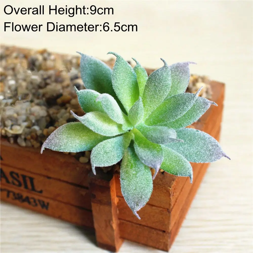 Green Artificial Succulents - Flocking Home Garden Decoration