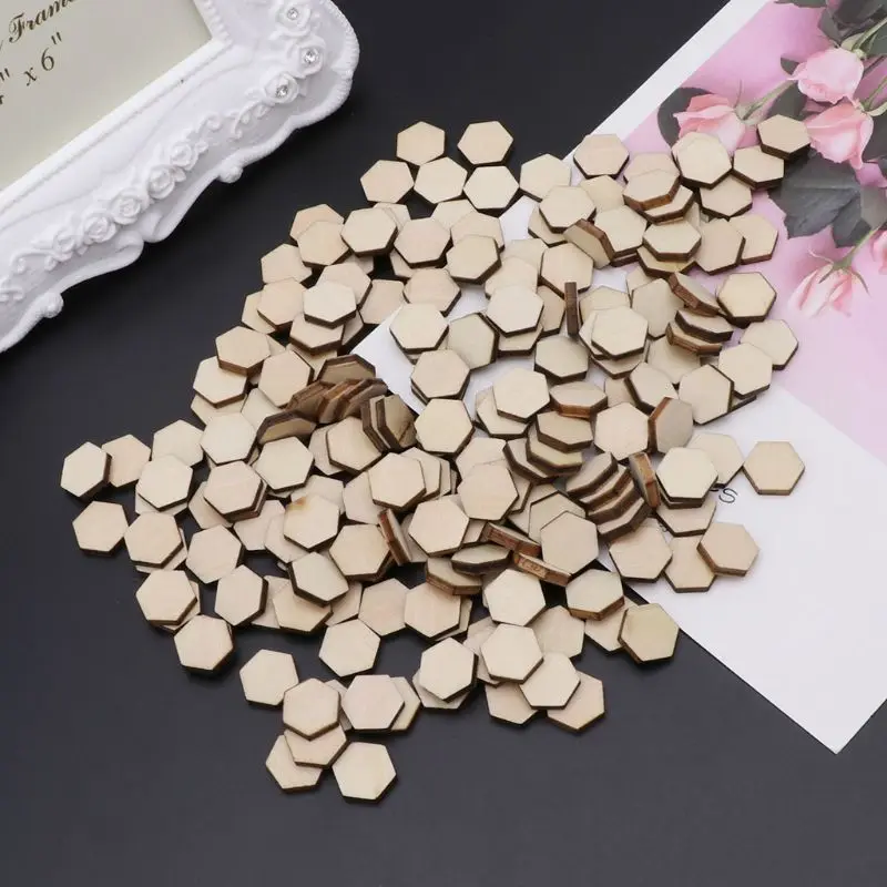 200pcs Hexagon Laser Cut Unfinished Wooden Discs Embellishments Arts Crafts DIY Birthday Wedding Display Decor 12.5mm
200pcs Hexagon Laser Cut Unfinished Wooden Discs Embellishments Arts Crafts DIY Birthday Wedding Display Decor 12.5mm