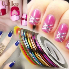 OutTop 30 pièces couleurs mélangées rouleaux correspondant bande de rayure avec une ligne de Nail Art conseils décoration autocollant Z0425 4.5 30(China)