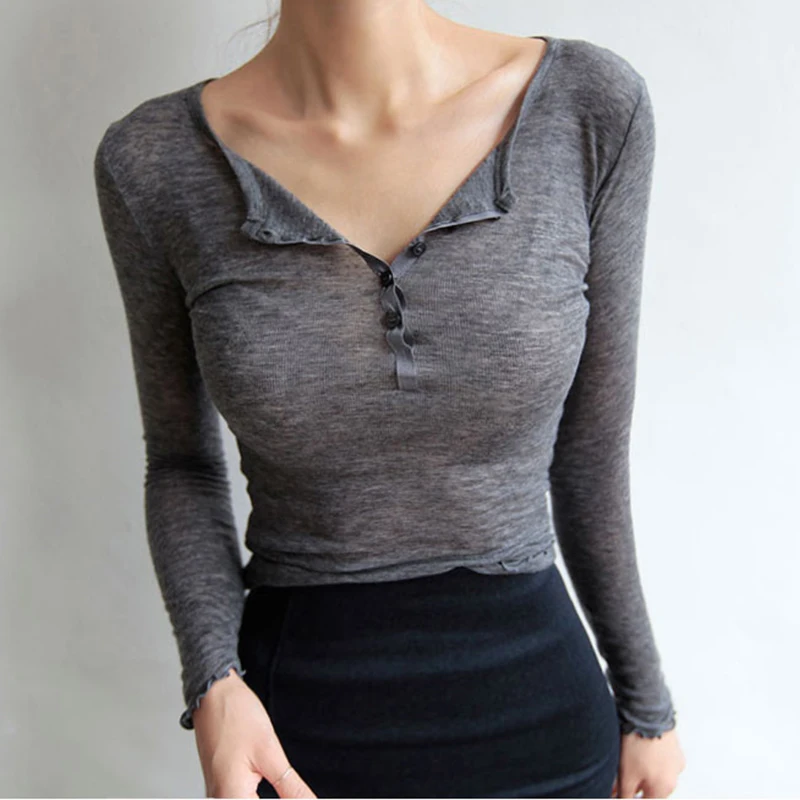 Long Sleeve women tshirt Tee Shirt Femme top T-Shirts Sexy 2019 Casual Button T-Shirt Woman Tops Korean Cotton Camiseta Feminina
Long Sleeve women tshirt Tee Shirt Femme top T-Shirts Sexy 2019 Casual Button T-Shirt Woman Tops Korean Cotton Camiseta Feminina