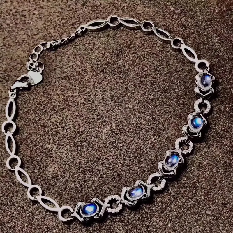 Fidelity natural 4*6mm blue moonstone Bracelets s925 sterling silver fashion fine jewelry gift for women party gemstone | Украшения и