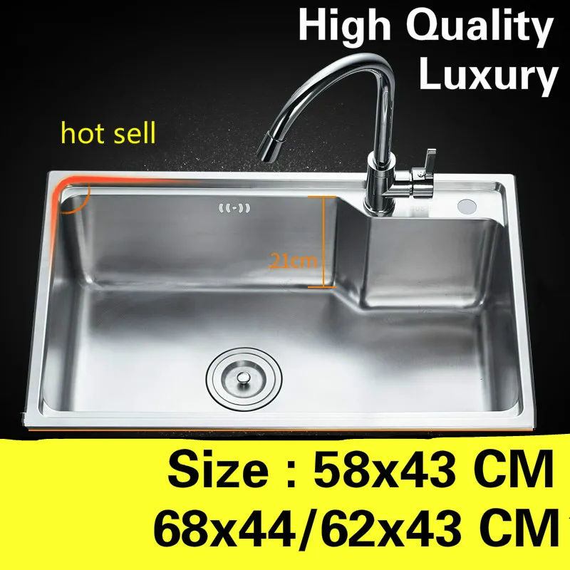

Free shipping Apartment do the dishes luxury kitchen single trough sink 304 stainless steel hot sell 58x43/68x44/62x43 CM