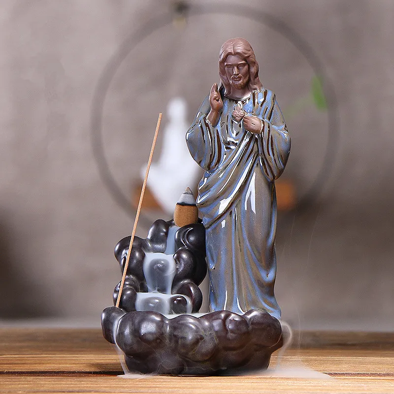 Top Quality Home Decor Ceramic Incense Holder Holy Mother Maria Jesus Statue Backflow Incense Burner for Christians 10x11x19CM
Top Quality Home Decor Ceramic Incense Holder Holy Mother Maria Jesus Statue Backflow Incense Burner for Christians 10x11x19CM