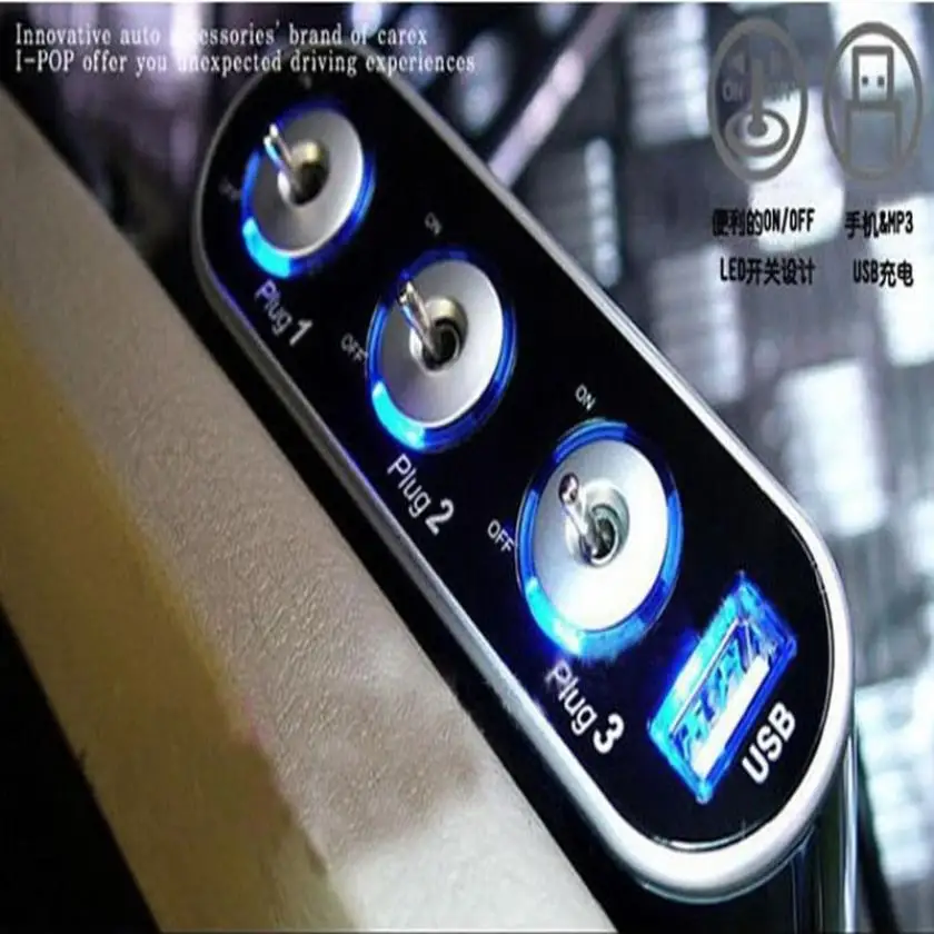 Car cigarette lighter USB socket 3 Way Triple Car Cigarette Lighter Socket Splitter 12V/24V +USB+Switch Car Styling @105
Car cigarette lighter USB socket 3 Way Triple Car Cigarette Lighter Socket Splitter 12V/24V +USB+Switch Car Styling @105