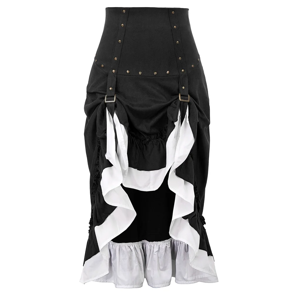punk skirts Women Steampunk Victorian Studs Decorated Ruffled Irregular retro cool party club gothic ladies High-Low Skirt
punk skirts Women Steampunk Victorian Studs Decorated Ruffled Irregular retro cool party club gothic ladies High-Low Skirt