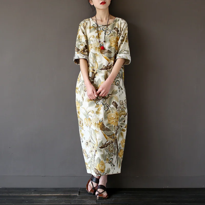 2016 Summer Dress Women Print Vintage Dress Cotton Linen Dress Oversized Vestidos Robes Spring Long Dresses Big Sizes HY337
2016 Summer Dress Women Print Vintage Dress Cotton Linen Dress Oversized Vestidos Robes Spring Long Dresses Big Sizes HY337