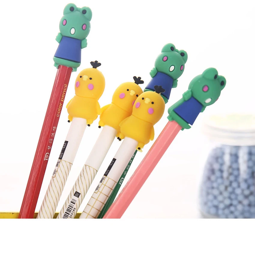 

3 PCS/Set Cute Cartoon Pencil Topper Plastic Pencil Cap for Kids Pencil Protective Cover Pen Extender Anti-rolling