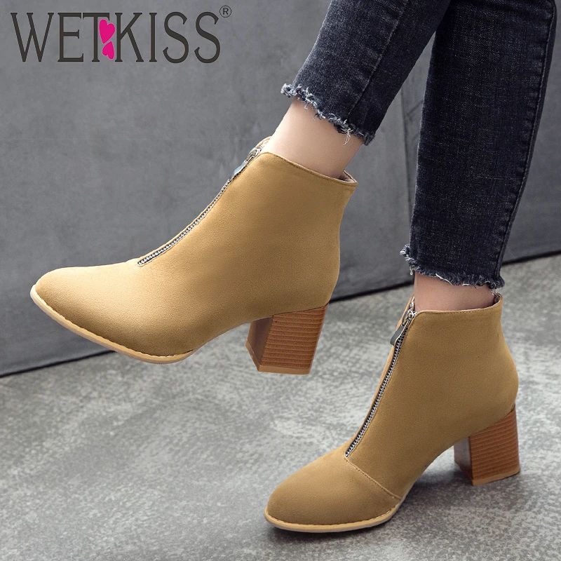 WETKISS Zip Ankle Boots Women High Heels Thick Booties Round Toe Shoes Female Flock Party Shoes Ladies 2019 New Plus Size 50
WETKISS Zip Ankle Boots Women High Heels Thick Booties Round Toe Shoes Female Flock Party Shoes Ladies 2019 New Plus Size 50