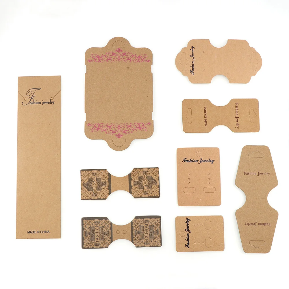 

9 Style 25Pcs Kraft Paper Ear Studs Necklace Card Hang Tag Jewelry Display Earring Marking Garment Prices Label Tags Card