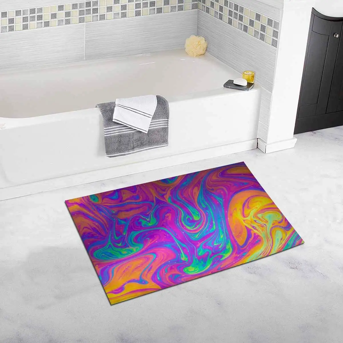 Psychedelic Multicolored Soap Bubble Abstract Bath Mat Soft Bathroom Rugs Non-slip Rubber 20W X 32L Inches
Psychedelic Multicolored Soap Bubble Abstract Bath Mat Soft Bathroom Rugs Non-slip Rubber 20W X 32L Inches