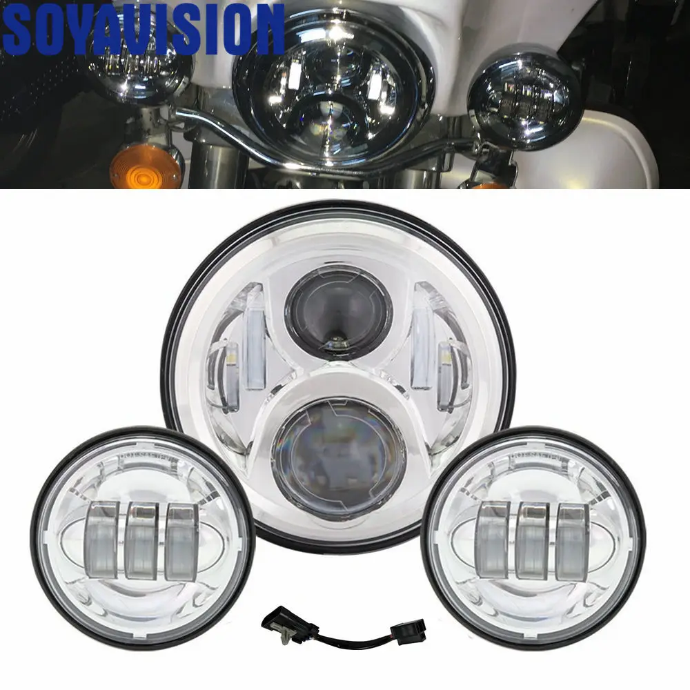 DOT E9 Black Chrome Motorcycles 7" inch LED Headlight For Harley Davidson Parts 4.5 inch Matching Chrome Passing Lamps Fog Light
DOT E9 Black Chrome Motorcycles 7" inch LED Headlight For Harley Davidson Parts 4.5 inch Matching Chrome Passing Lamps Fog Light