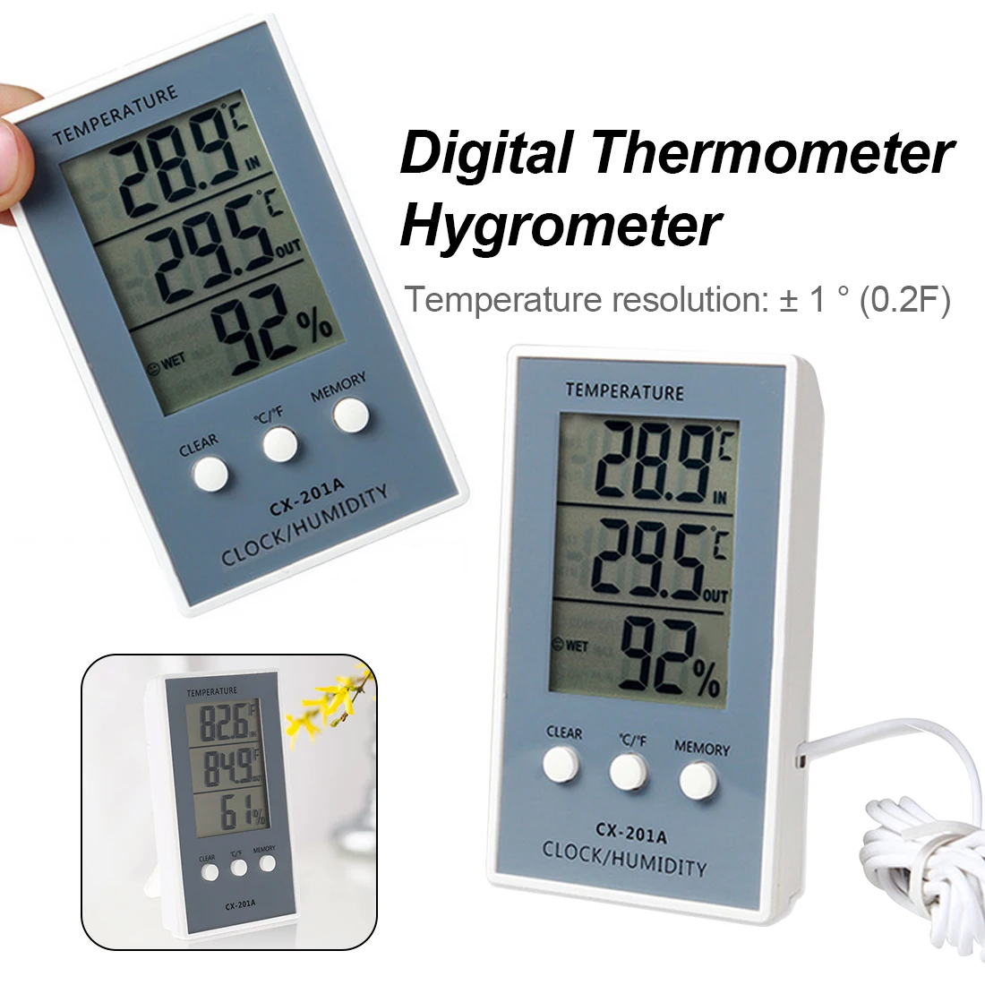 Digital Thermometer Hygrometer Indoor Outdoor Temperature Humidity Meter C/F LCD Display Sensor Probe Weather Station
Digital Thermometer Hygrometer Indoor Outdoor Temperature Humidity Meter C/F LCD Display Sensor Probe Weather Station