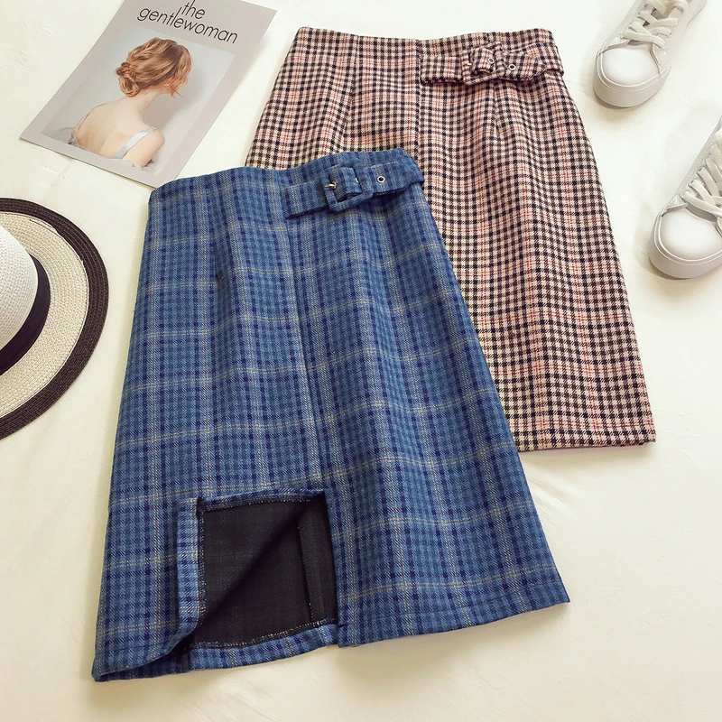 2019 Real Limited None Faldas Long Skirt Korean Skirt Plaid A-line Above Knee Mini Length Empire Waist Autumn England Style
2019 Real Limited None Faldas Long Skirt Korean Skirt Plaid A-line Above Knee Mini Length Empire Waist Autumn England Style