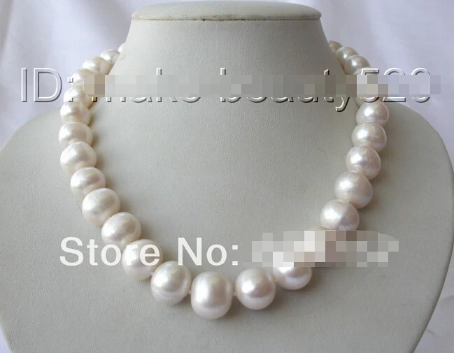 Hot sell -Real natural Freshwater jewelry stunning big 14mm round white freshwater cultured pearl necklace Silver hook -Bridal j
Hot sell -Real natural Freshwater jewelry stunning big 14mm round white freshwater cultured pearl necklace Silver hook -Bridal j