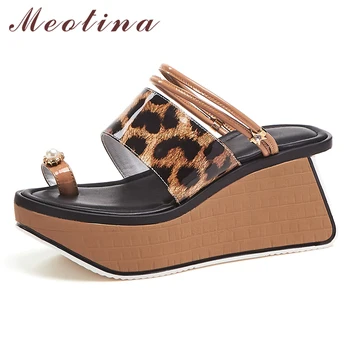 Meotina Women Slides Summer Shoes Natural Genuine Leather Platform Wedges High Heel Shoes Leopard Flip Flops Lady Sandals 34-39
Meotina Women Slides Summer Shoes Natural Genuine Leather Platform Wedges High Heel Shoes Leopard Flip Flops Lady Sandals 34-39